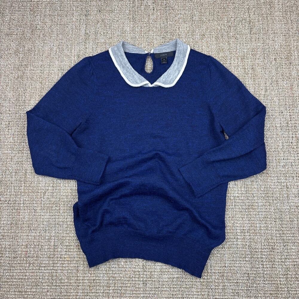 🩵 J.Crew Alpaca Wool Collared Sweater | XS | Navy